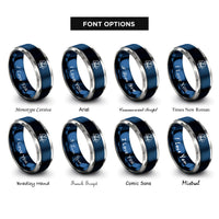 font options for inside engraving on blue & gray bjj gi rings