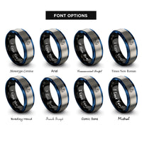 font options for inside engraving on black & blue & gray bjj grapple rings