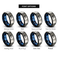 font options for inside engraving on black & blue & grey bjj grapple rings