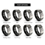 font options for inside engraving on black & grey bjj grapple rings