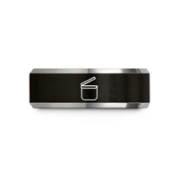 step bevel ring her – black & silver tungsten ammo can wedding band