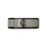 her black band ring – black & gray tungsten cat crescent moon wedding band