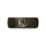 her black band ring – gunmetal & black tungsten cat crescent moon wedding band
