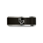 bevel edge tungsten ring – black & grey tungsten plumber pipe wedding band