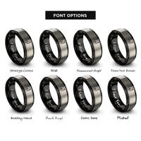 font options for inside engraving on black & gray black bear rings
