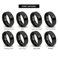 font options for inside engraving on black black bear rings