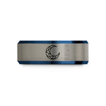 unisex tungsten carbide ring – black & blue & silver tungsten constellation line wedding band