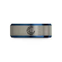 unisex tungsten carbide ring – black & blue & silver tungsten constellation line wedding band