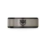grey tungsten ring her – black & blue & silver tungsten owl eyes wedding band