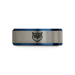 blue tungsten ring her – black & blue & grey tungsten owl eyes wedding band