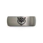 blue tungsten ring her – blue & silver tungsten owl eyes wedding band