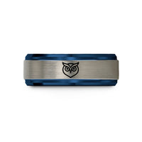 black tungsten ring her – blue & gray tungsten owl eyes wedding band