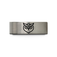 black tungsten ring her – blue & grey tungsten owl eyes wedding band