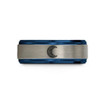 unisex tungsten ring – black & blue & gray tungsten the moon wedding band