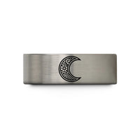unisex tungsten ring – black & blue & gray tungsten the moon wedding band