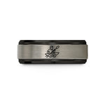 men’s black tungsten ring – black & blue & silver tungsten kayaker paddling wave wedding band