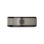 tungsten carbide rings unisex – black & blue & gray tungsten sunburst halo wedding band