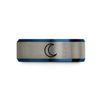 blue tungsten rings her – black & blue & grey tungsten moon wedding band