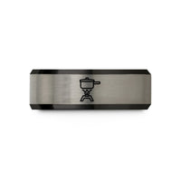 men's tungsten comfort ring – black & blue & gray tungsten camp stove pot wedding band
