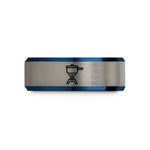 tungsten ring for him – black & blue & silver tungsten camp stove pot wedding band