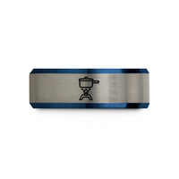 tungsten ring for him – black & blue & silver tungsten camp stove pot wedding band