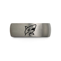 tungsten ring for him – blue & silver tungsten great white shark wedding band