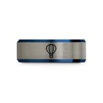 blue black men's ring – black & blue & grey tungsten hot air balloon wedding band