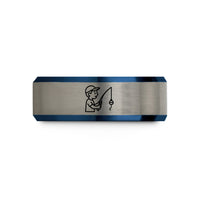 tungsten rings for couples – black & blue & silver tungsten kid fishing bobber wedding band