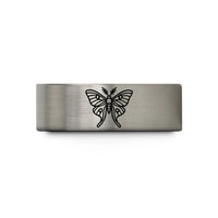 women's comfort fit ring – gray tungsten luna moth wedding band