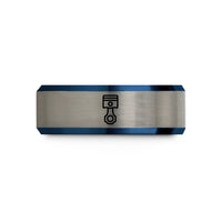 tungsten carbide ring her – black & blue & gray tungsten piston wedding band