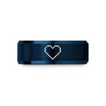 unisex black tungsten ring – black & blue tungsten 8 bit heart wedding band
