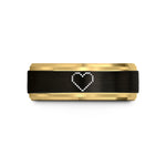 unisex black tungsten ring – black & gold tungsten 8 bit heart wedding band