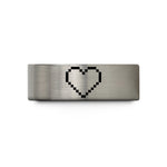 women's tungsten wedding band – blue & gray tungsten 8 bit heart wedding band