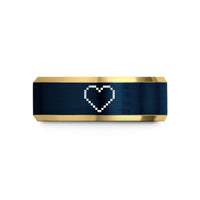 blue tungsten promise ring – gold & blue tungsten 8 bit heart wedding band