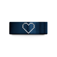 engraved tungsten couple rings – gold & blue tungsten 8 bit heart wedding band