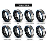 font options for inside engraving on black & blue & grey black cat rings