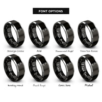 font options for inside engraving on black & silver black cat rings