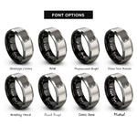font options for inside engraving on black & silver black cat rings