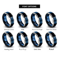 font options for inside engraving on blue & gray black cat rings