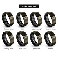 font options for inside engraving on gunmetal & black black cat rings