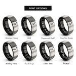 font options for inside engraving on black & gray black cat icon rings