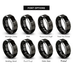 font options for inside engraving on black & gray black cat icon rings