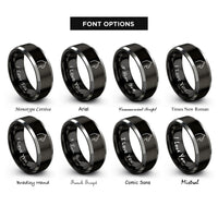 font options for inside engraving on black & gray black cat icon rings