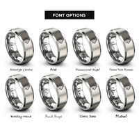 font options for inside engraving on gray black cat icon rings