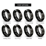 font options for inside engraving on black & grey black cat silhouette rings