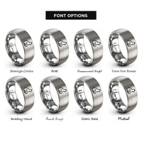 font options for inside engraving on grey black cat silhouette rings