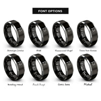 font options for inside engraving on black & silver black flag rings
