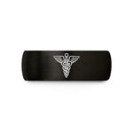 engraved tungsten ring her – black & gold tungsten medical staff emblem wedding band