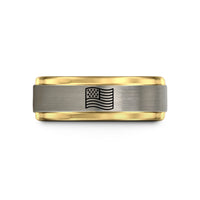 black tungsten rings him – black & gold & gray tungsten distressed flag wedding band