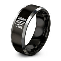 black tungsten rings him – black & silver tungsten distressed flag ring